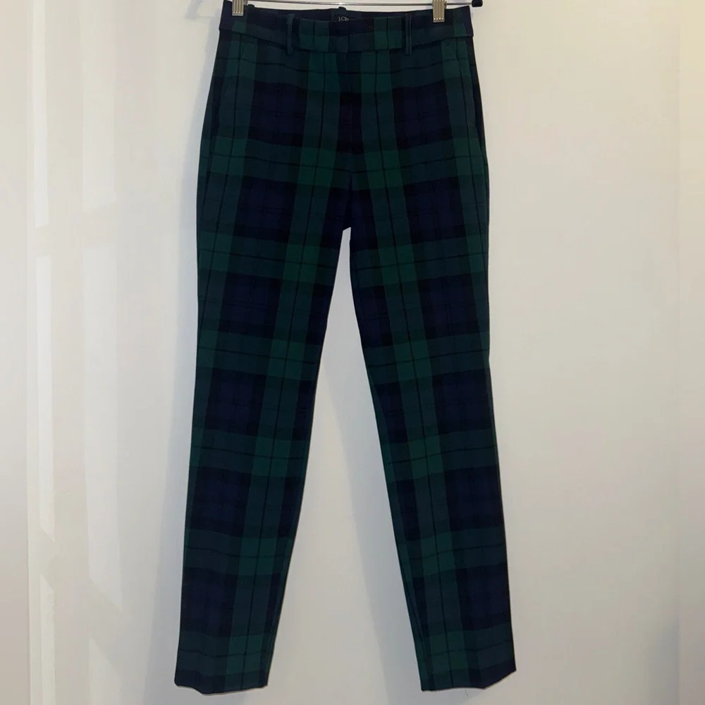 J.Crew Ruby Plaid Dress Pants Size 6 Black Watch Tartan